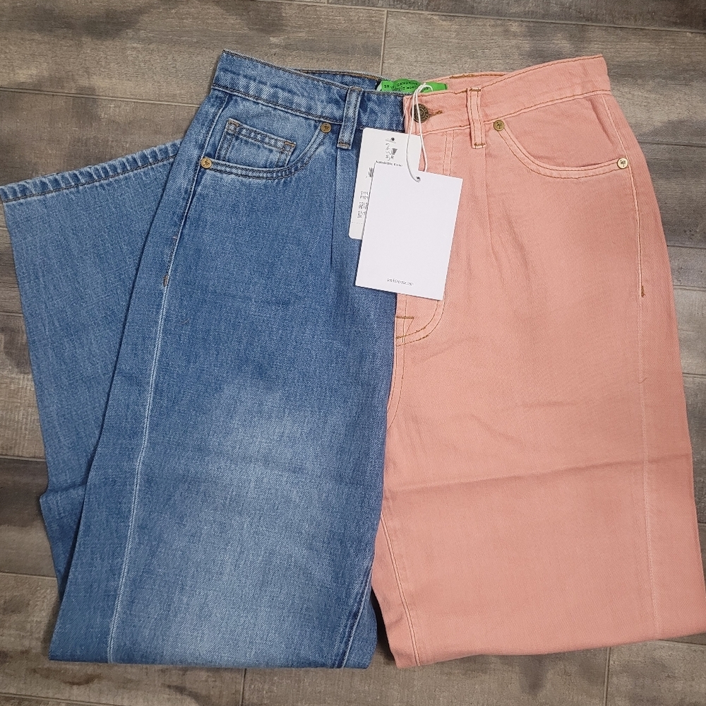 Sandrine Rose X Free People Retro Petal Color Block Relaxed Fit Jeans, Size 26